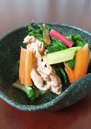 スイスチャードと豚肉の煮物-レシピのメイン写真