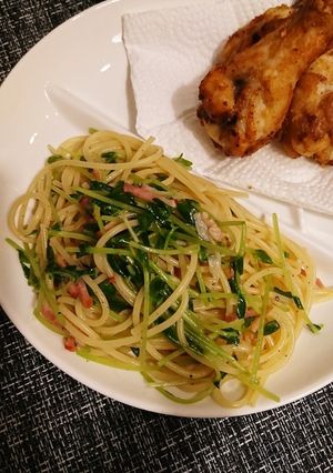 豆苗ベーコンガーリックパスタ-レシピのメイン写真