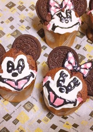 ミッキー＆ミニーのチョコバナナマフィン-レシピのメイン写真