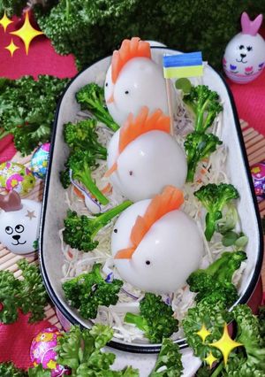 復活祭には茹で卵のにわとりさんサラダ-レシピのメイン写真