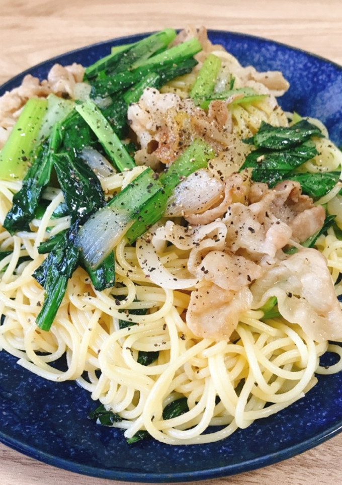 小松菜と豚肉の和風パスタ-レシピのメイン写真