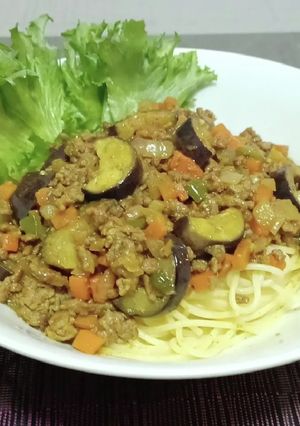 超簡単！茄子のスパイスドライカレーパスタ-レシピのメイン写真