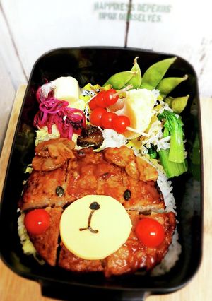 ハンバーグDE簡単くまキャラ弁★-レシピのメイン写真