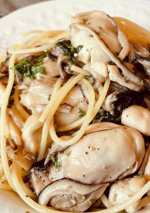 ふっくら牡蠣(生食用使用)のオイルパスタ-レシピのメイン写真