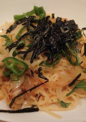 ホタテと炒め野菜のたらこスパゲティ-レシピのメイン写真
