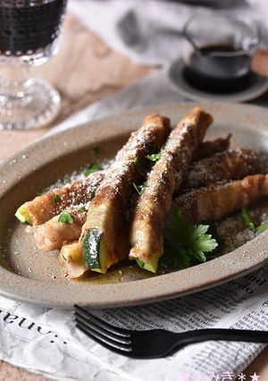 ズッキーニの豚肉巻きカレー風味☆-レシピのメイン写真