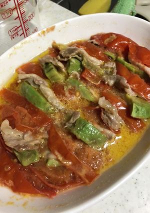 豚ロースとアボカドトマトのレンチン蒸し-レシピのメイン写真