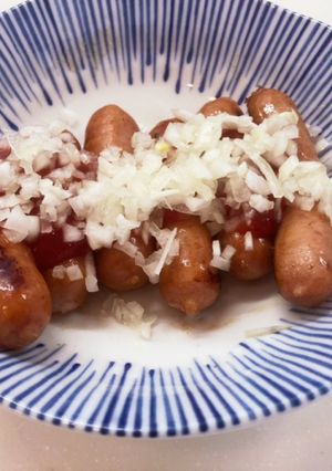 ソーセージ蒸しタマネギトッピング-レシピのメイン写真