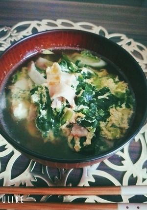 ほうれん草、卵、ベーコンのすぅぷ-レシピのメイン写真
