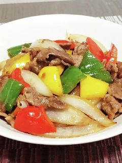 超簡単!牛肉とパプリカのBBQ風炒め!-レシピのメイン写真