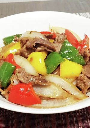 超簡単！牛肉とパプリカのBBQ風炒め！-レシピのメイン写真
