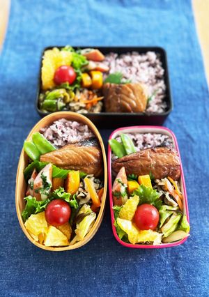 私のお弁当⑤焼き鯖弁当×3人分-レシピのメイン写真
