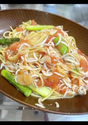 しらすとトマトとアスパラのペペロンチーノ-レシピのメイン写真