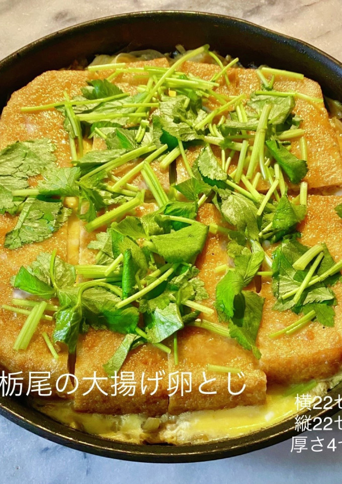 No3038栃尾の大揚げ卵とじ-レシピのメイン写真