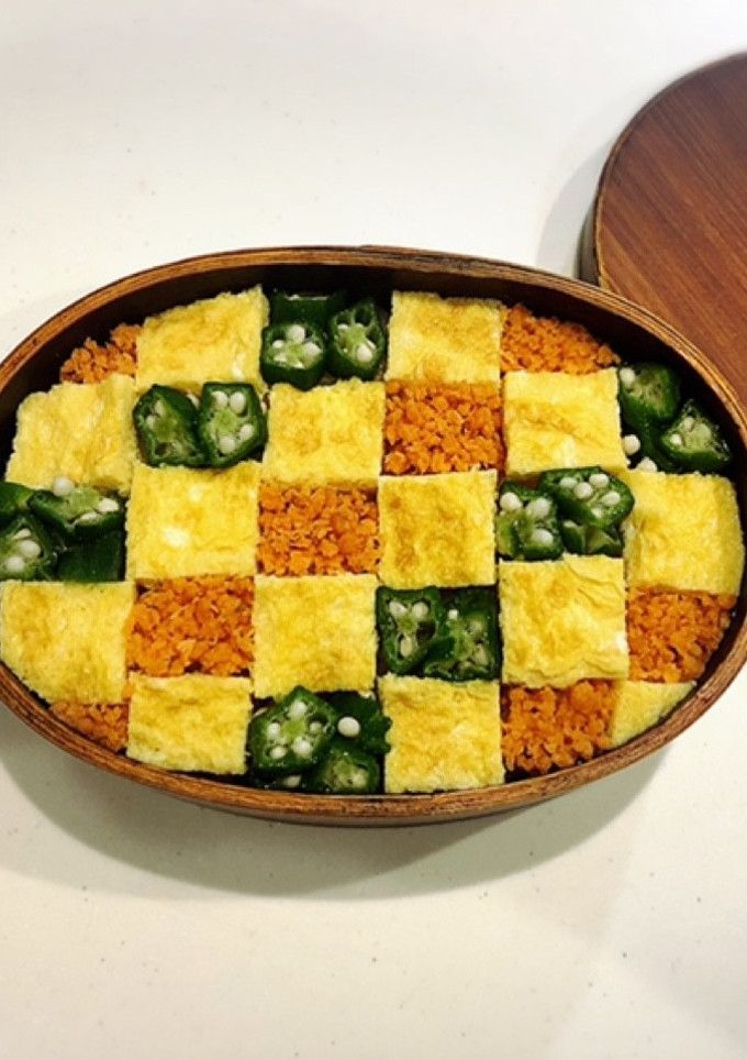 のっけ弁当2022.04.21市松模様-レシピのメイン写真