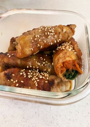 ビビンバ風！野菜肉巻き-レシピのメイン写真