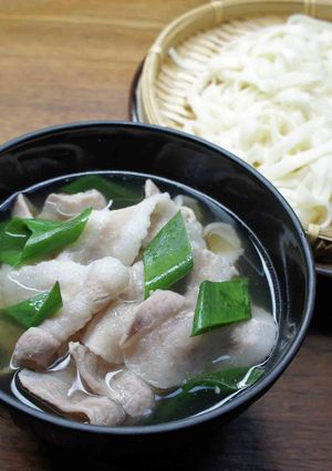 豚バラとネギの肉汁キシ（うどん）-レシピのメイン写真