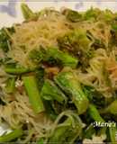 ダイエット☆しらたきのパスタ（菜花・鶏）