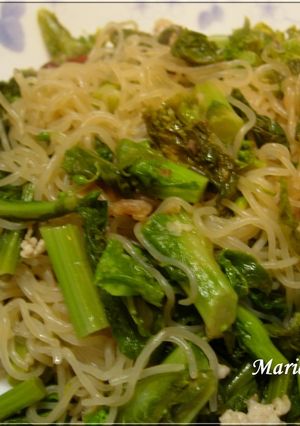 ダイエット☆しらたきのパスタ（菜花・鶏）-レシピのメイン写真