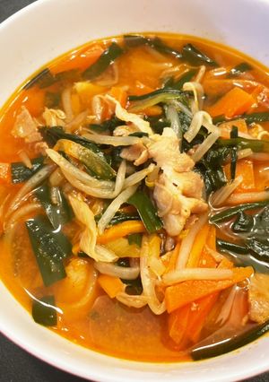 コク旨！豚バラと野菜の甘辛スープ♪-レシピのメイン写真