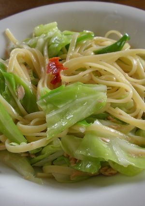 ツナとキャベツのペペロンチーノ-レシピのメイン写真