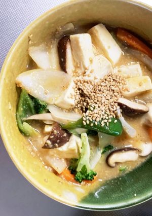 レンジ肉無豆腐生姜味噌炒め味野菜炒め-レシピのメイン写真