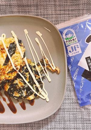 三陸産塩蔵わかめで作るお好み焼き風-レシピのメイン写真