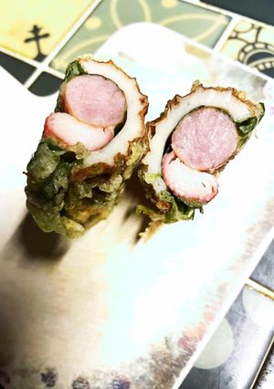 竹輪のソーセージカニカマ大葉の磯辺揚げ-レシピのメイン写真