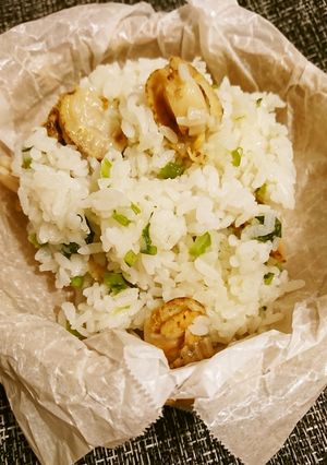 ベビーホタテと大根の葉の混ぜご飯-レシピのメイン写真
