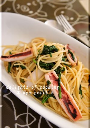 ♢　イカと春菊のパスタ　♢-レシピのメイン写真