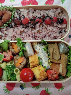 塾弁当♡蓮根のはさみ揚げ&煮物♪(覚書)-レシピのメイン写真