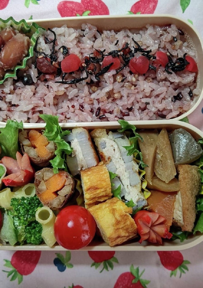 塾弁当♡蓮根のはさみ揚げ&煮物♪(覚書)-レシピのメイン写真