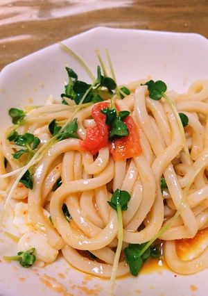 冷やしめんたい釜玉うどん-レシピのメイン写真