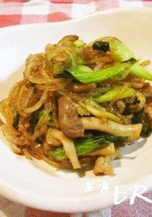 チンゲンサイと豚ひき肉と春雨の炒めもの♪-レシピのメイン写真