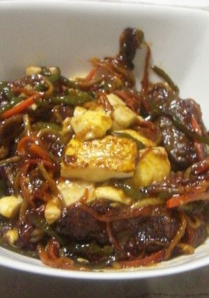 やわらか牛肉と豆腐の細切り野菜の甘酢炒め-レシピのメイン写真