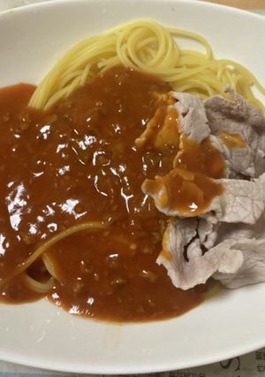 【一人暮らし】限界豚しゃぶパスタ-レシピのメイン写真