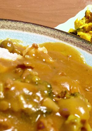 お鍋ひとつ カレーとカボチャサラダ-レシピのメイン写真