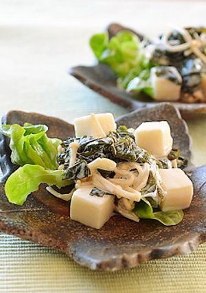 わかめとエノキダケ、豆腐のわさびマヨ和え-レシピのメイン写真