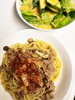簡単焼肉のタレでクリームパスタ-レシピのメイン写真