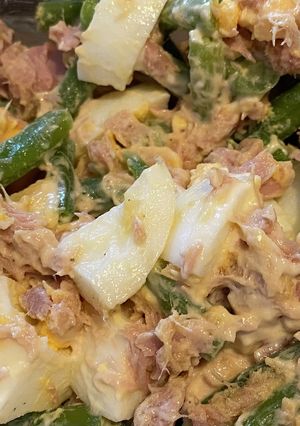 インゲン豆、ツナ缶、ゆで卵のサラダ-レシピのメイン写真