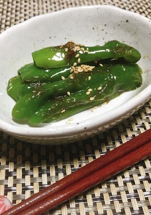 糖尿病レシピ:おかかピーマン焼き-レシピのメイン写真