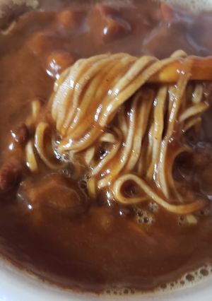 カップ蕎麦とレトルトカレーでカレー蕎麦-レシピのメイン写真