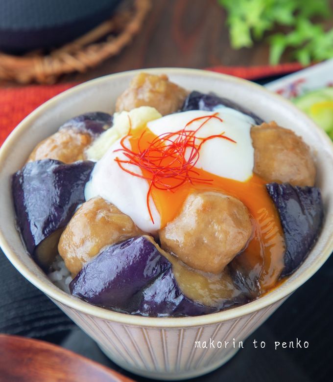 超簡単！肉団子となすの甘酢あんかけ丼 by まこりんとペン子