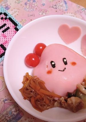 ハム１枚カービィごはん＊キャラ弁-レシピのメイン写真