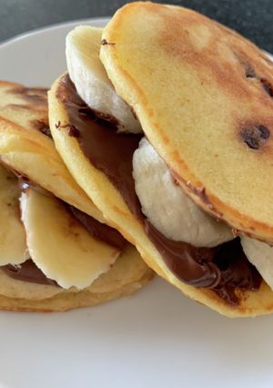 朝からチョコ！チョコバナナパンケーキ-レシピのメイン写真