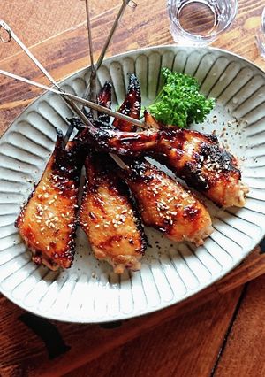 おうち居酒屋★手羽先の串焼きにんにく醤油-レシピのメイン写真