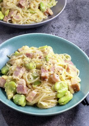 ベーコンとそら豆のカルボナーラ-レシピのメイン写真
