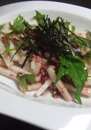長いもと水菜の梅サラダ-レシピのメイン写真