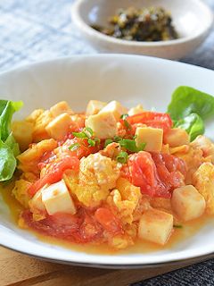 カット絹豆腐とトマトのふんわり卵炒め♪-レシピのメイン写真