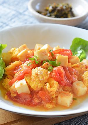カット絹豆腐とトマトのふんわり卵炒め♪-レシピのメイン写真